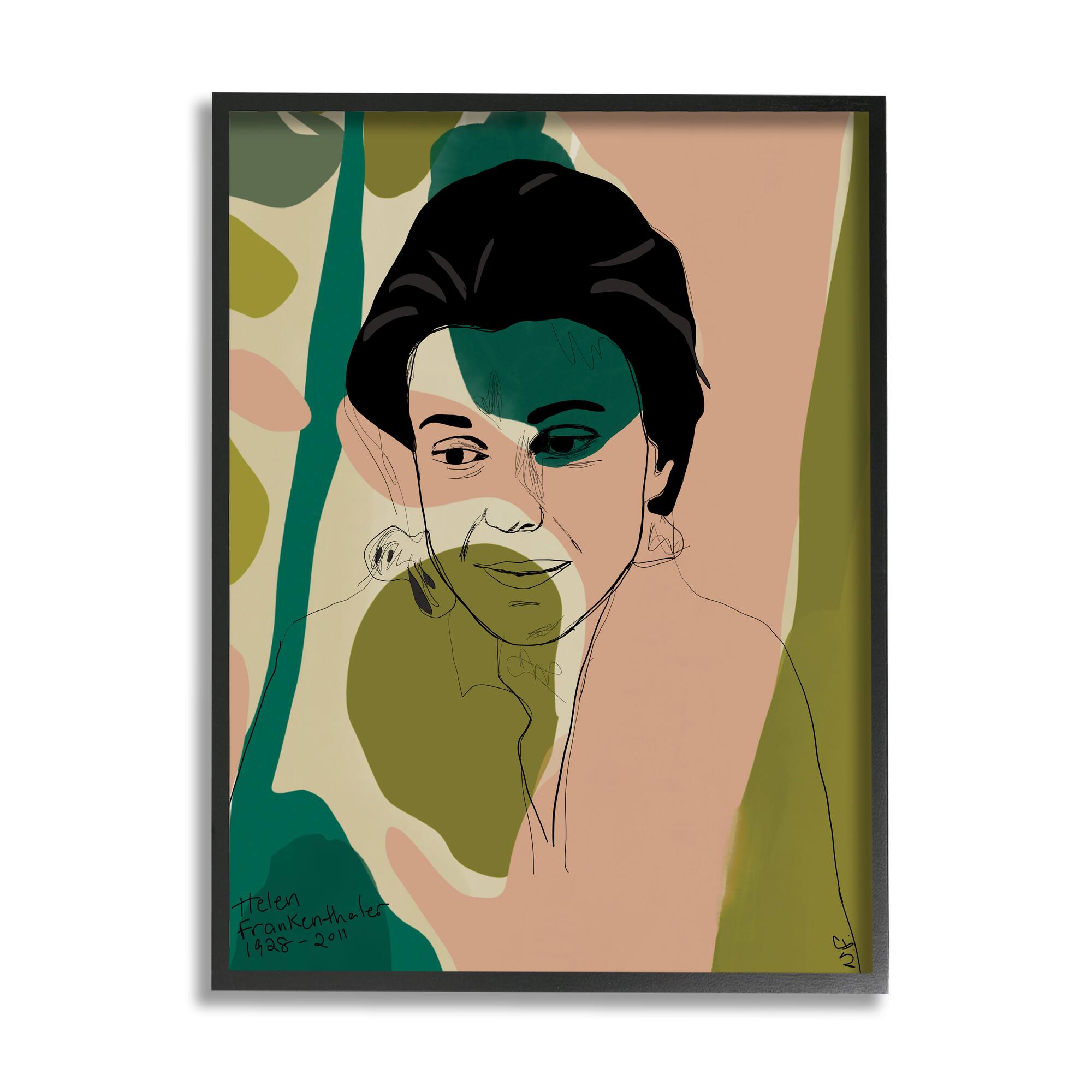Stupell Industries Frankenthaler Painter Portrait Abstract Green Shapes in Frame Wall Art
